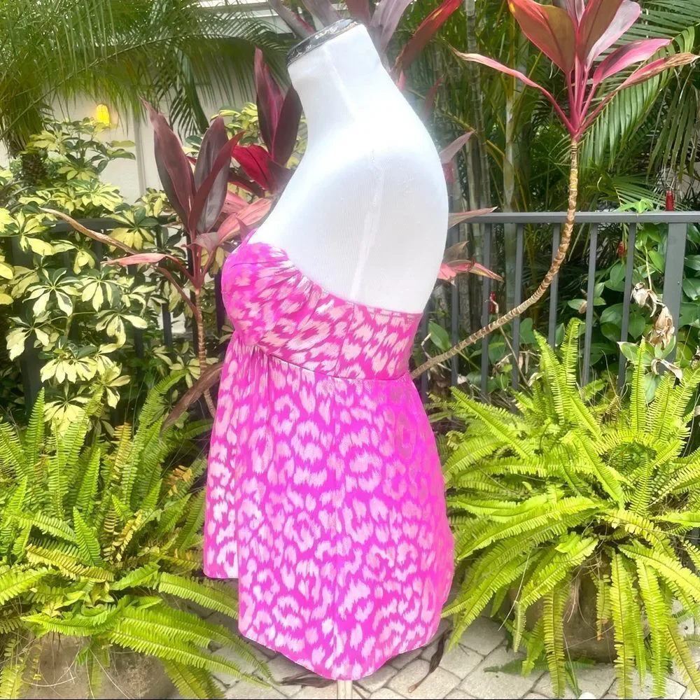 Trina Turk Pink Leopard Strapless Top - Picture 4 of 8